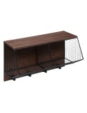 Estantería vintage de madera y malla metálica