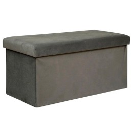 Puf plegable Lilou gris con acabado símil piel