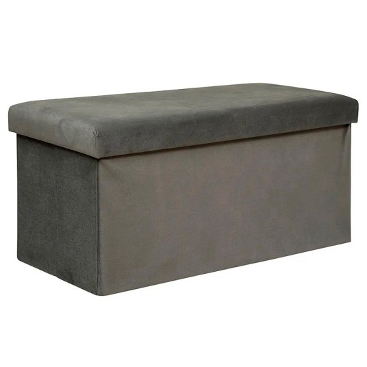 Puf plegable Lilou gris con acabado símil piel