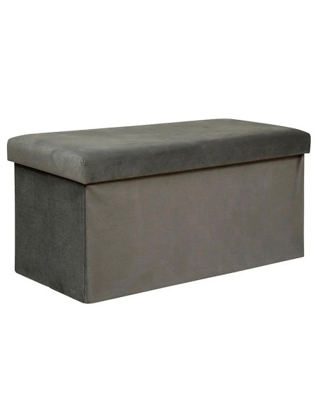 Puf plegable Lilou gris con acabado símil piel