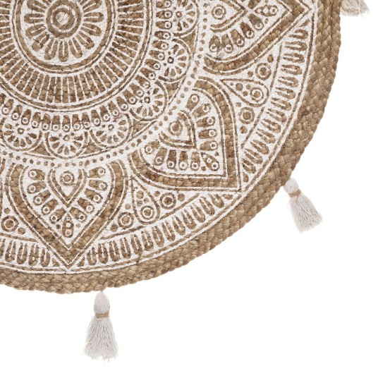 Detalle mandala y borlas alfombra Rosalie