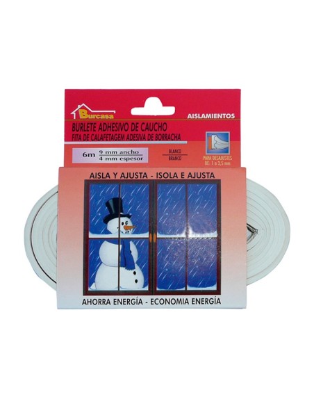 Burlete adhesivo de caucho para puertas y ventanas