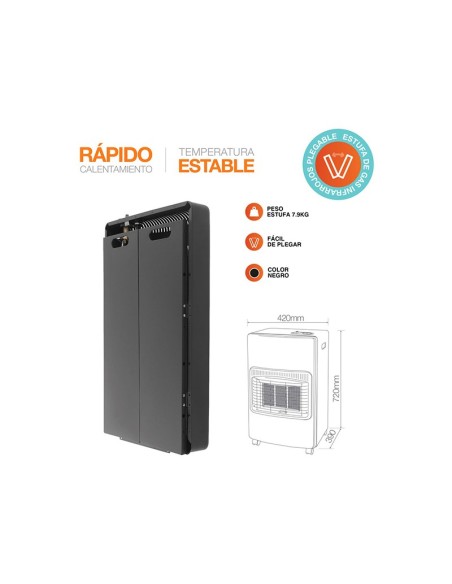 Estufa de Gas Infrarrojos Plegable Mococa Niaros 4200 W