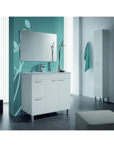 Mueble de baño Aktiva 80 cm Blanco Brillo y espejo