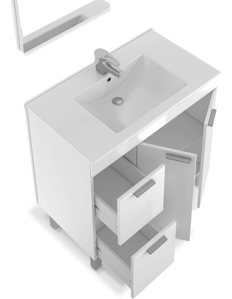 Mueble de baño Aktiva 80 cm Blanco Brillo y espejo