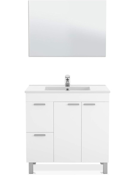 Mueble de baño Aktiva 80 cm Blanco Brillo y espejo