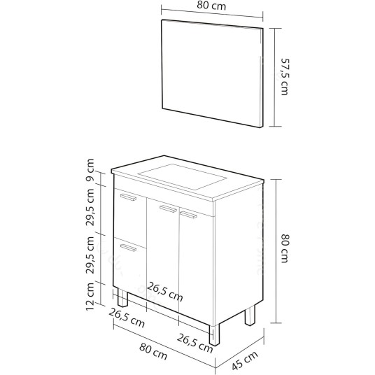 Mueble de baño Aktiva 80 cm Blanco...