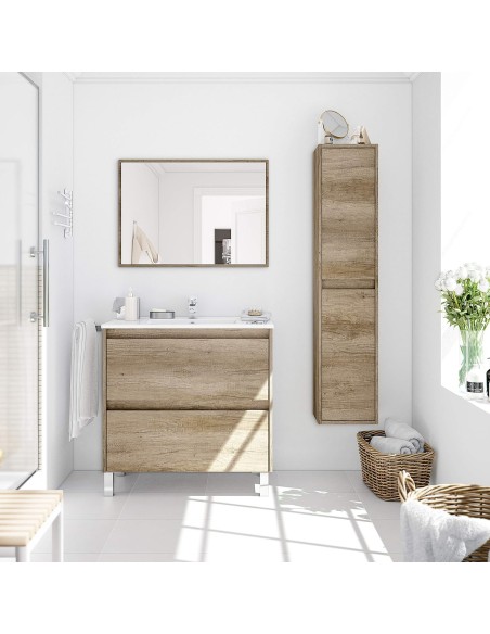 Conjunto de baño nórdico con 2 cajones y patas metálicas