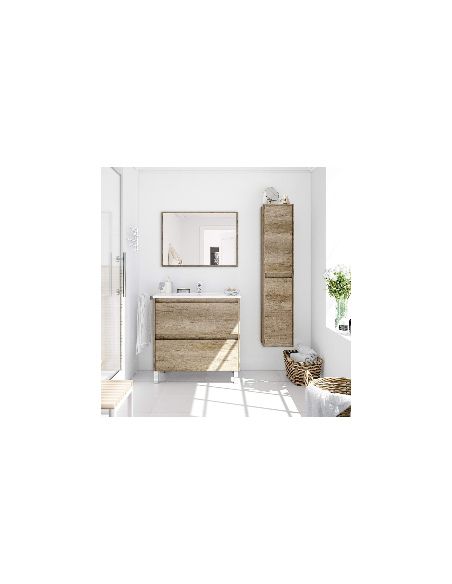 Mueble de baño Dakota en acabado Nordik con lavabo y espejo