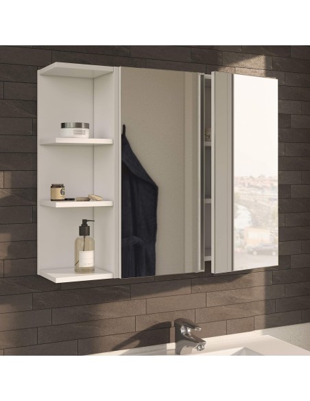 Camerino de baño blanco brillo con espejo y 2 puertas