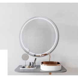 Espejo LED redondo Diana 60 cm con luz frontal neutra 4200K y fijación a pared