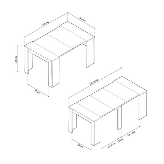 Mesa Consola Extensible Kendra – Cemento