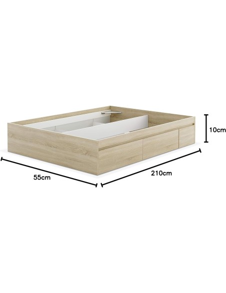 Cama Kendra 150x190 cm con 4 cajones – Melamina Roble Canadian
