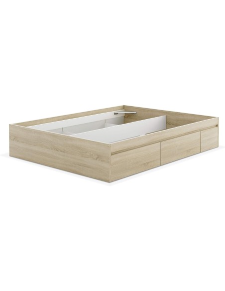 Cama Kendra 150x190 cm con 4 cajones – Melamina Roble Canadian