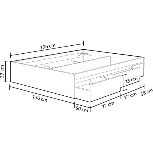 Cama Kendra 150x190 cm con 4 cajones...