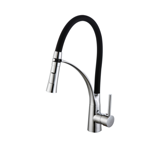 Grifo de cocina monomando Mulhacén 2 aguas cromado y negro