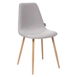 Silla de comedor Roka gris claro con patas efecto madera haya