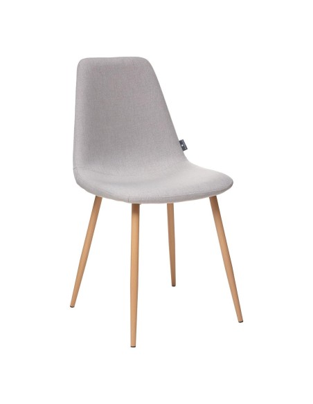 Silla de comedor Roka gris claro con patas efecto madera haya