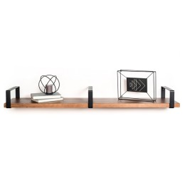 Escuadra negra de hierro industrial 12x26x3 cm para estanterías.