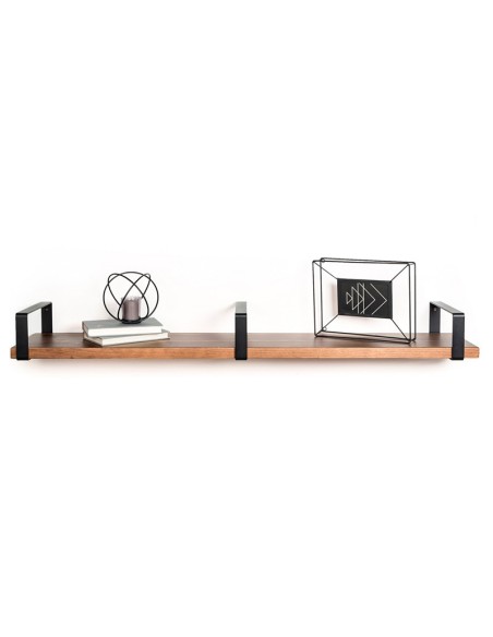 Escuadra negra de hierro industrial 12x26x3 cm para estanterías.