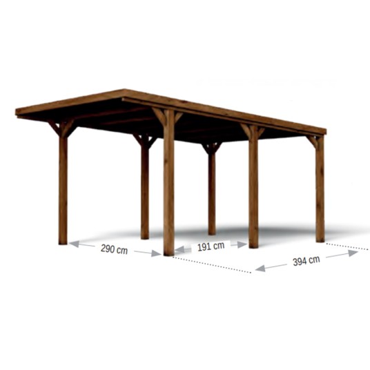 Cochera de madera Victor 322x512 cm adosable