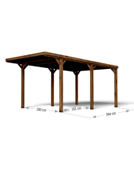 Cochera de madera Victor 322x512 cm adosable