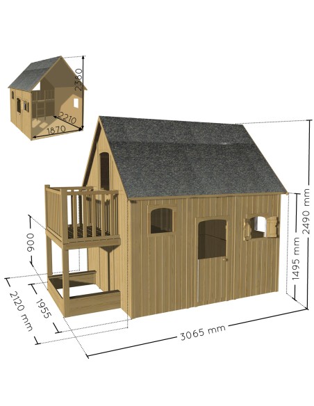 Casita Infantil Dúplex de Madera para Jardín
