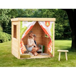 Casita infantil Princes de madera con cortina de castillo