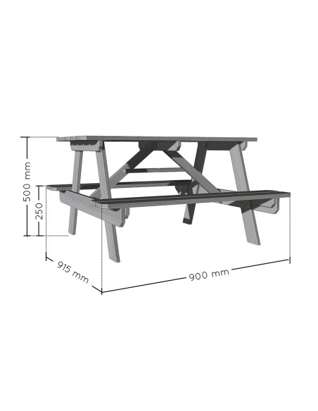 Mesa de Picnic Infantil Lasurada con Agujero para Sombrilla