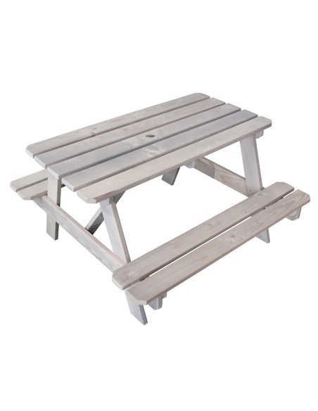 Mesa de Picnic Infantil Lasurada con Agujero para Sombrilla