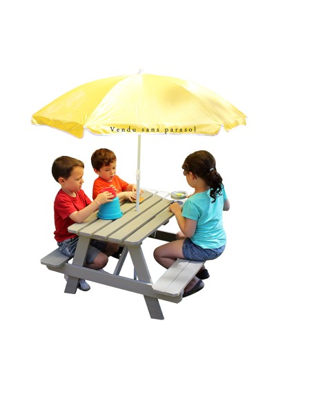 Mesa de Picnic Infantil Lasurada con Agujero para Sombrilla