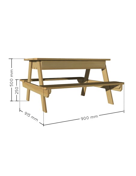 Mesa Picnic Infantil con Cajón de Arena