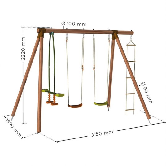 Columpio Infantil de Madera Gabin con...