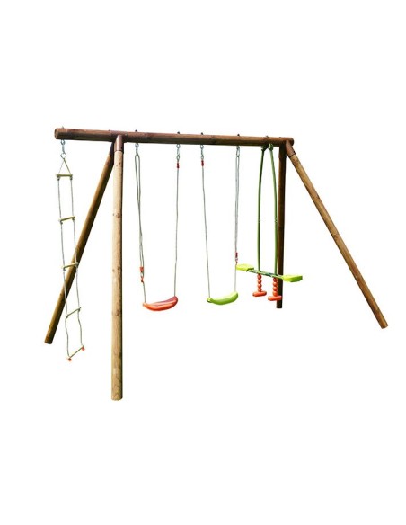 Columpio Infantil de Madera Gabin con 2 Columpios y Balancín