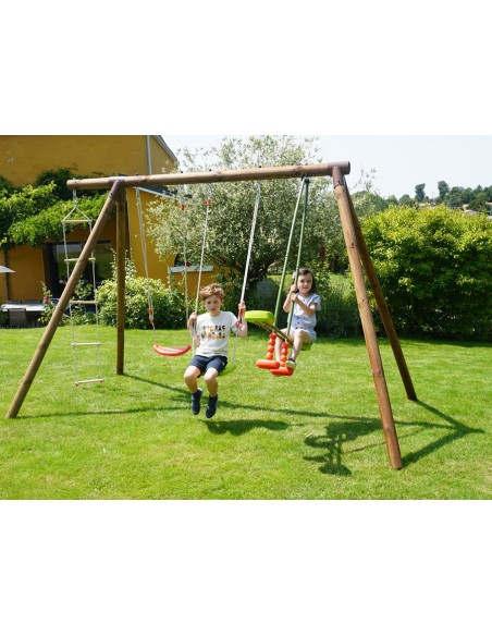Columpio Infantil de Madera Gabin con 2 Columpios y Balancín