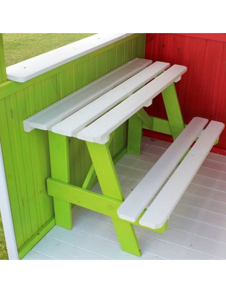 Casita Infantil de Madera Jazz  Con Porche y Mesa Picnic