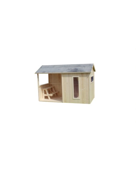 Casita Infantil de Madera Jazz  Con Porche y Mesa Picnic