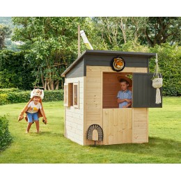 Casita Infantil de Madera Santa Mónica con Techo Plano, Suelo y Puerta Establo