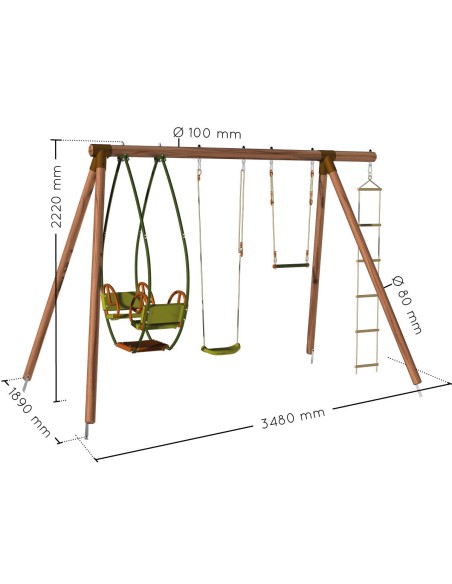 Columpio Infantil Juliette – Estructura de Madera y Acero