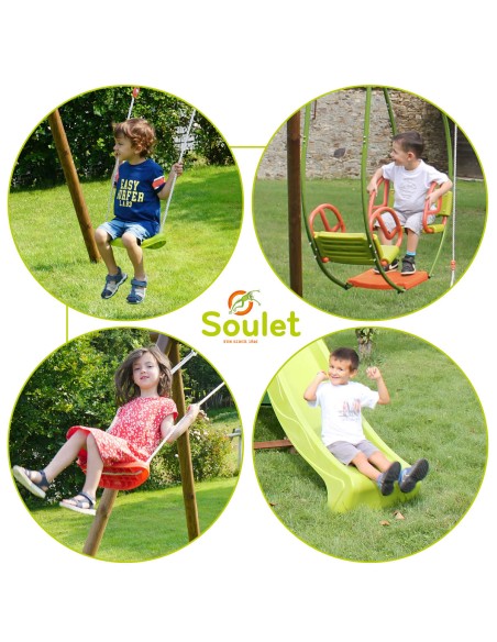 Parque Infantil de Madera Narcisse – Columpios, Tobogán y Góndola