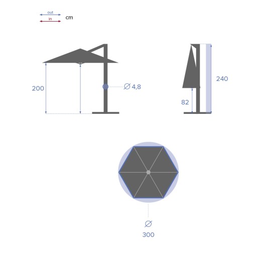 Parasol Excéntrico Manoa Pizarra 3 m