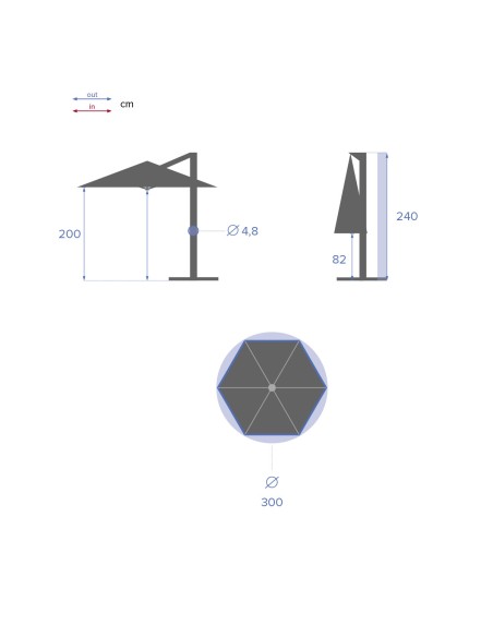 Parasol Excéntrico Manoa Pizarra 3 m