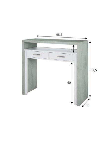 Escritorio extensible Tryion consola convertible blanco artik 98 cm