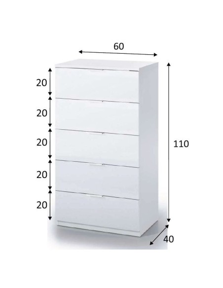 Cómoda Haya 5 Cajones Blanca Estilo Nórdico