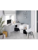 Mesa de estudio Office reversible con buc 2 puertas cemento/blanco artik