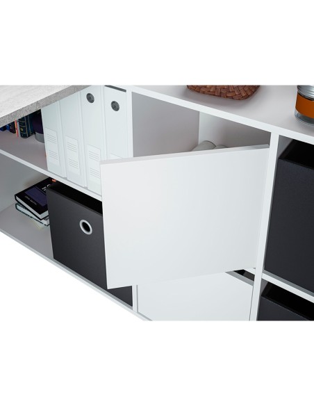 Mesa de estudio Office reversible con buc 2 puertas cemento/blanco artik