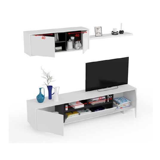 Mueble de salón Varys blanco brillo y...