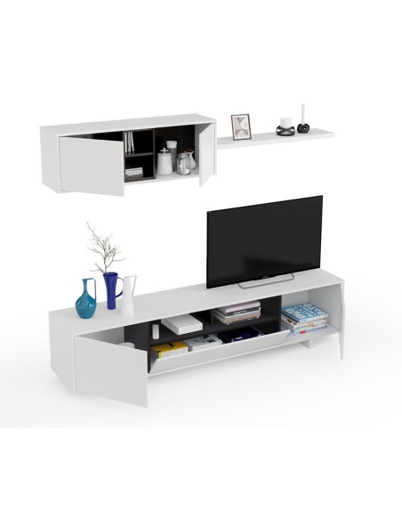 Mueble salón moderno blanco brillo antracita