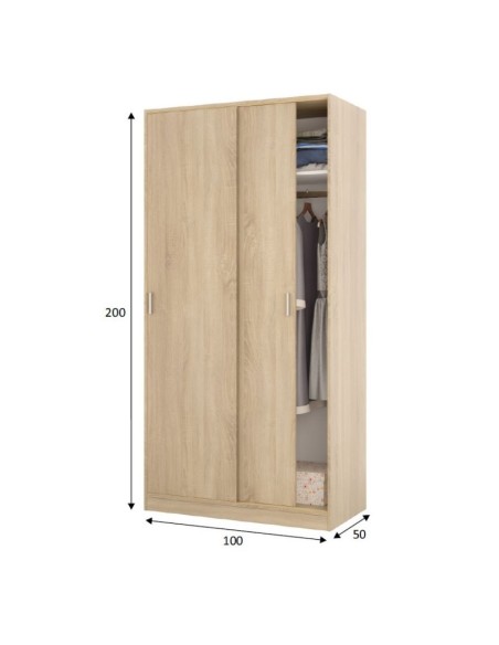 Armario de dormitorio roble canadian con puertas correderas Max019F