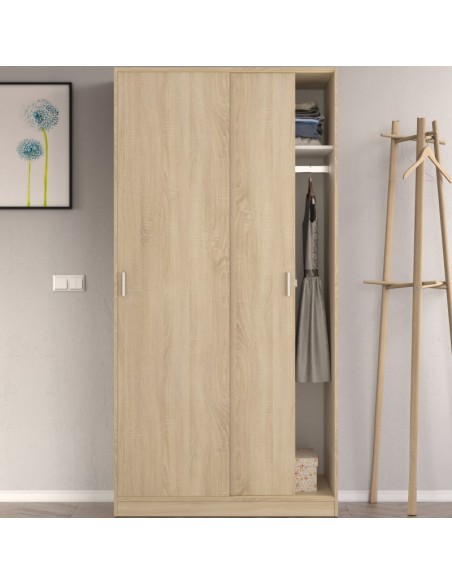 Armario de dormitorio roble canadian con puertas correderas Max019F